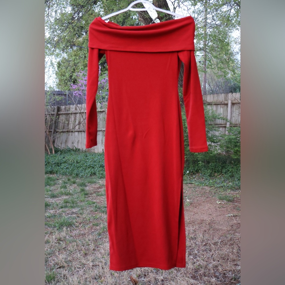 Elegant Red Off-Shoulder Dress